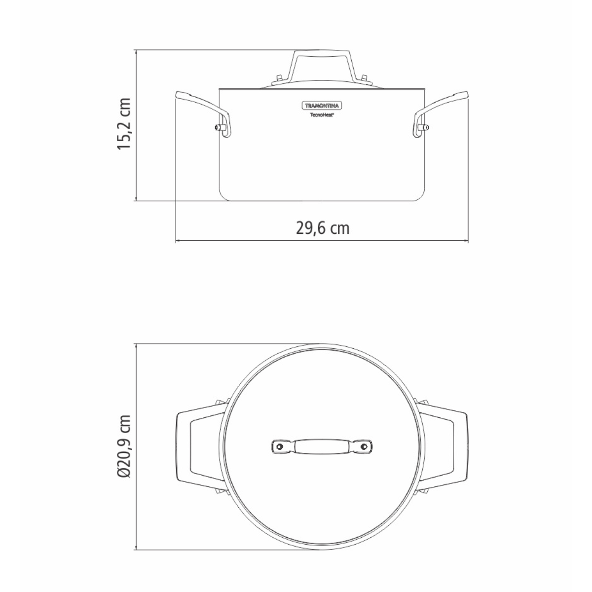 Tramontina Grano 20cm Casserole, 18/10 Stainless Steel, Induction