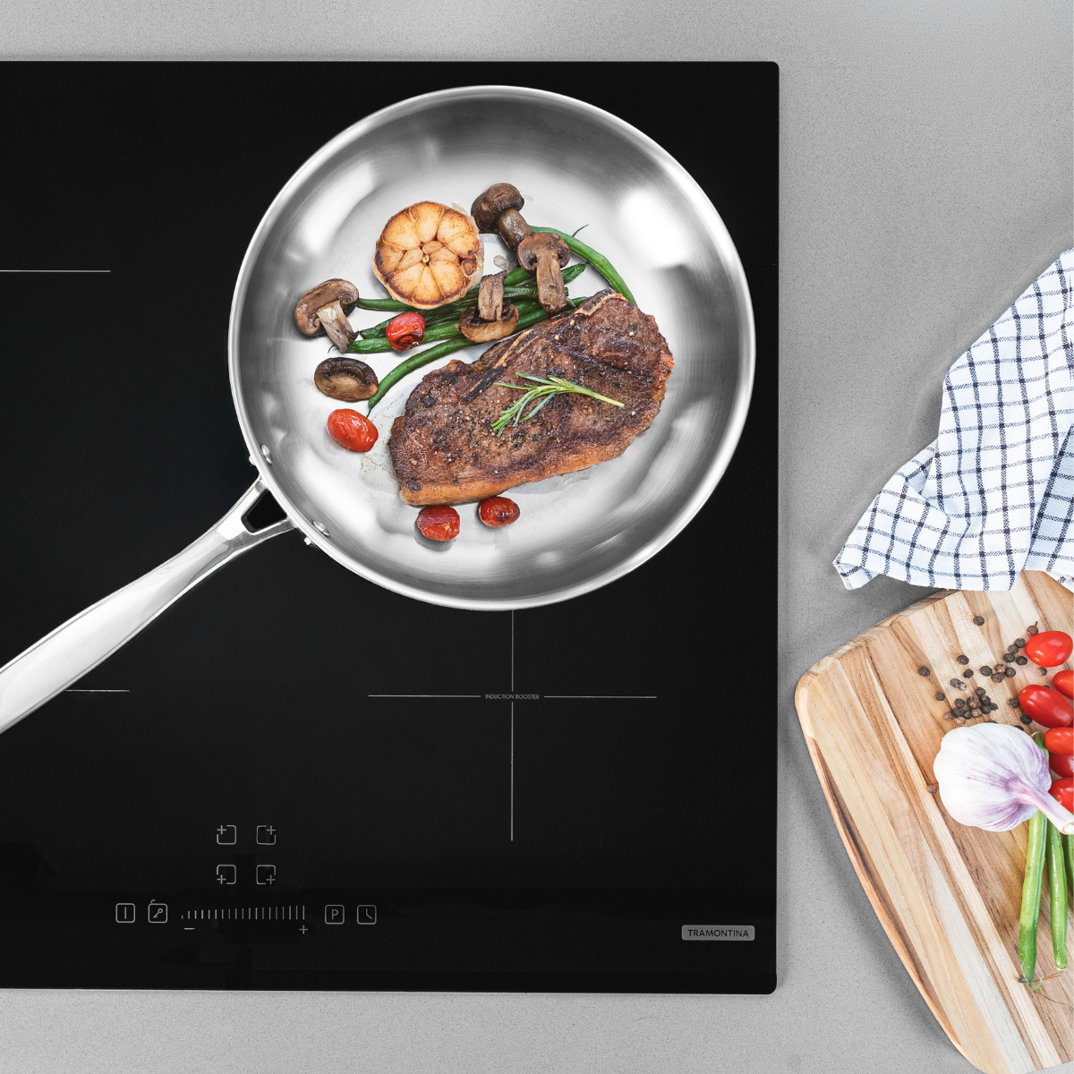 Tramontina Grano 3 Piece Cookware Set, Induction, Stainless Steel, Fully Clad