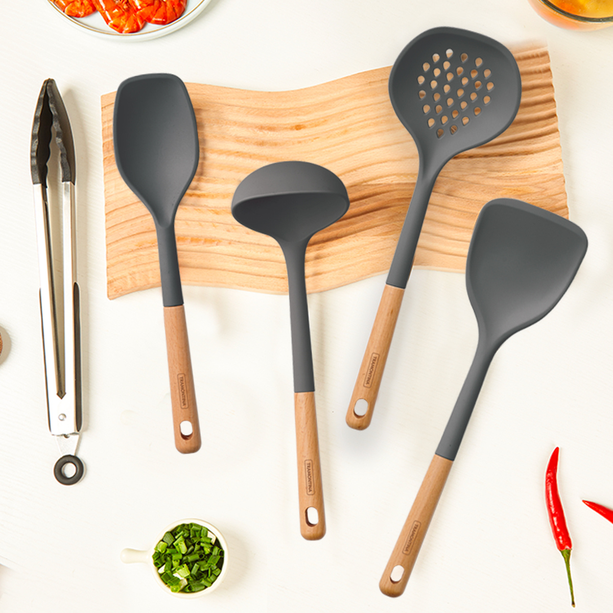 Tramontina Everyday 6 Pcs Silicone Utensils Set with Rotating Holder