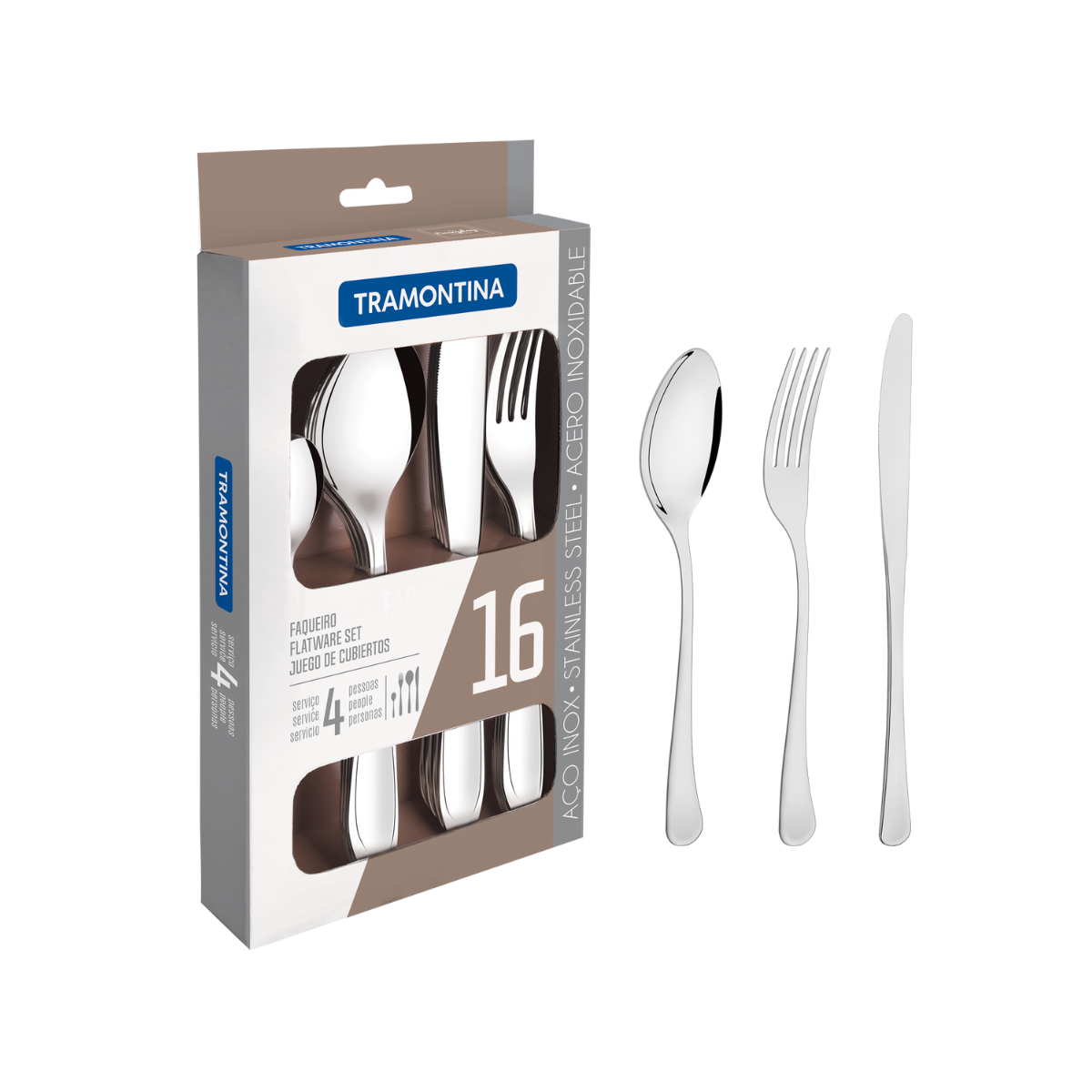 Tramontina Havana Flatware Set, 16 Pcs, Stainless Steel
