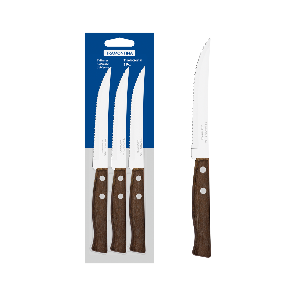 Tramontina Tradicional Steak Knives, 3 Pcs, Stainless Steel