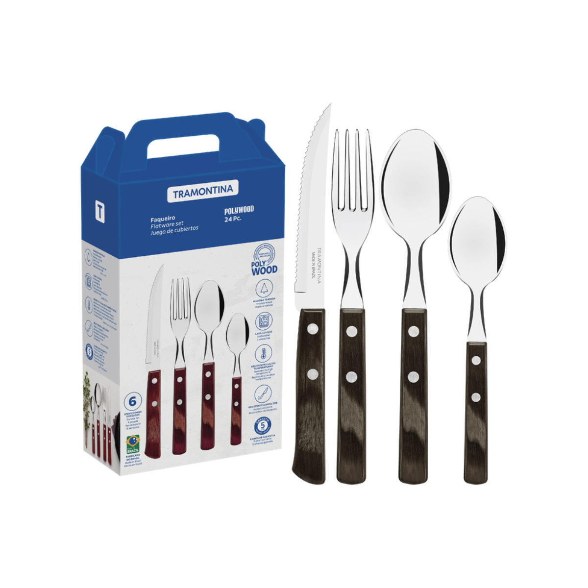 Tramontina Polywood Tableware Set, 24 Pcs