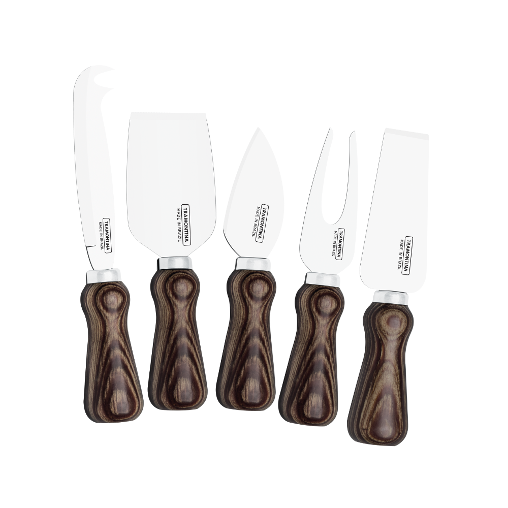 Tramontina Harmoniza Cheese Set, 5 Pcs, Stainless Steel, Polywood