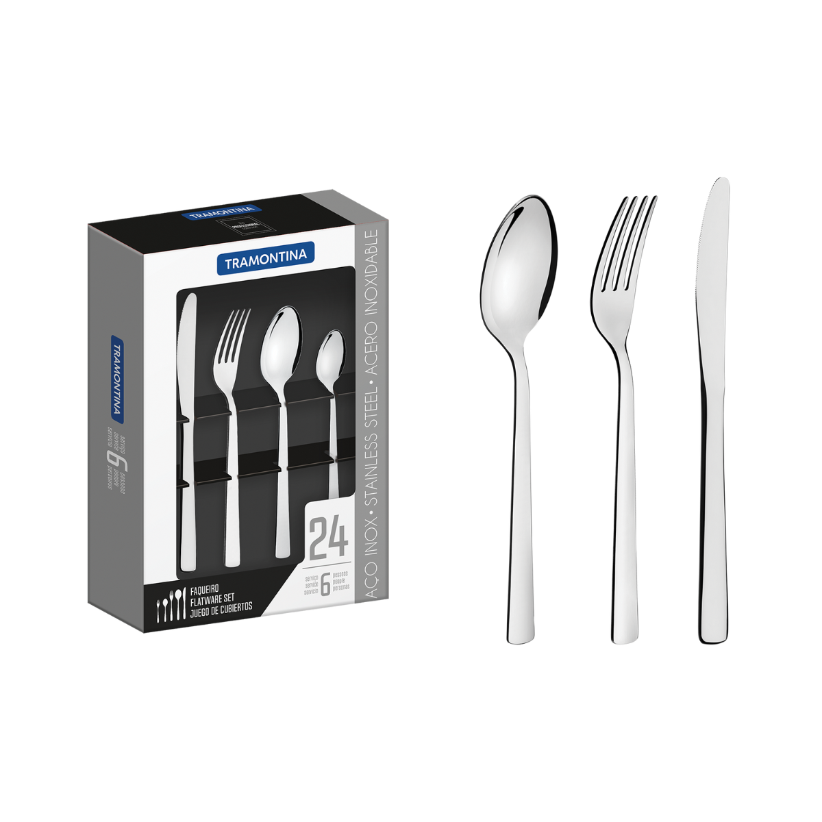Tramontina Oslo Flatware Set, 24 Pcs, Stainless Steel
