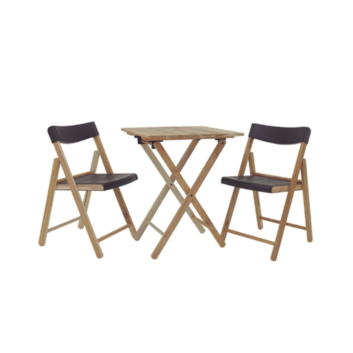 Tramontina Potenza Set 1 Table + 2 Chairs, Tauarí Wood/White Plastic