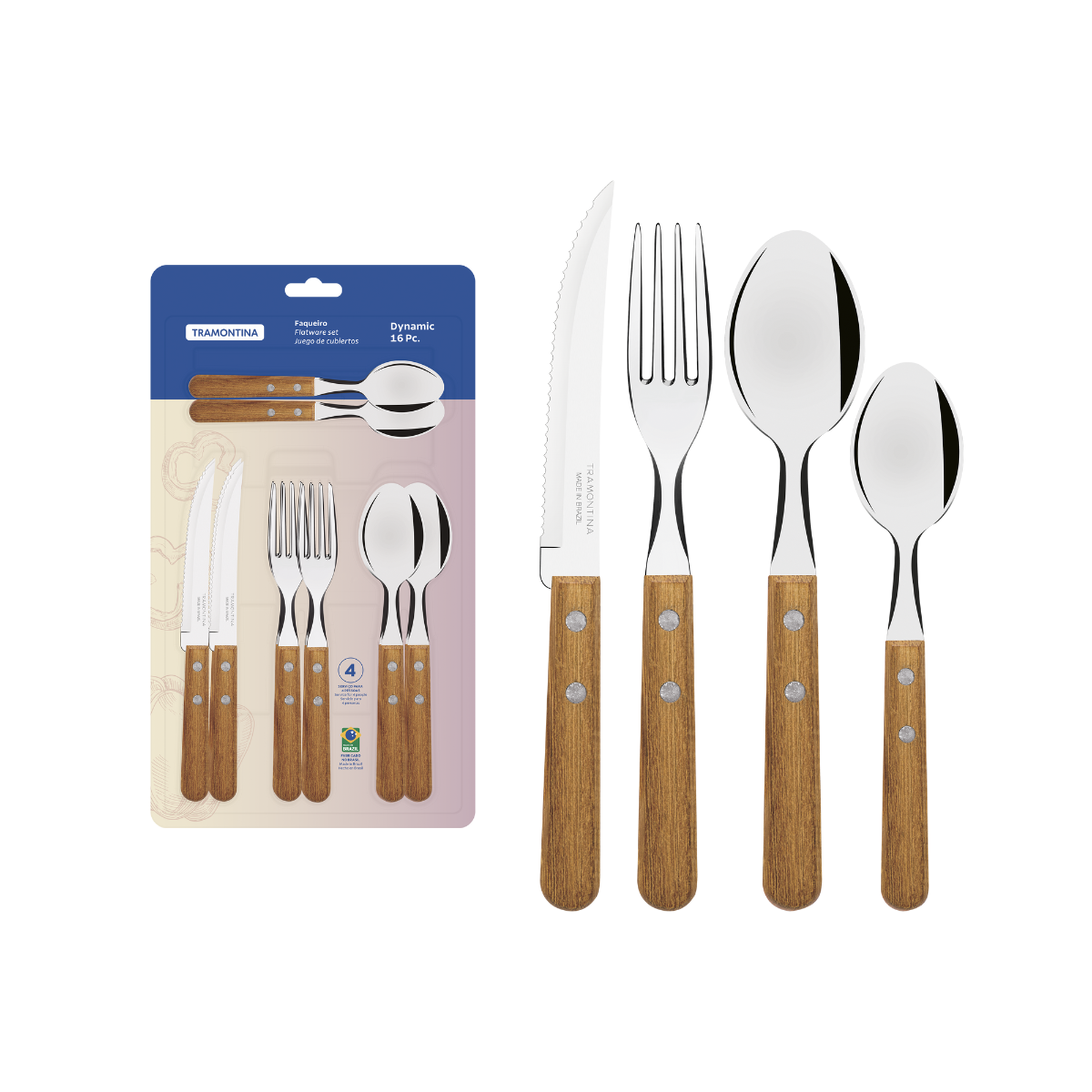 Tramontina Dynamic Cutlery Set, 16 Pcs, Stainless Steel
