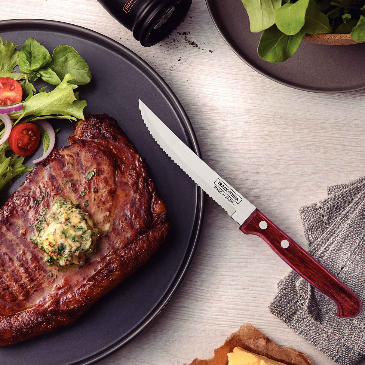 Tramontina Polywood 5" Steak Knife, Stainless Steel/ Polywood/ Steak/ Fruit