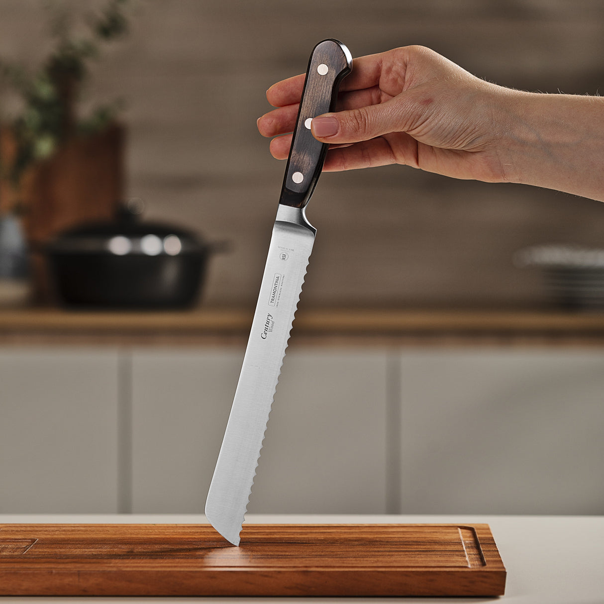 Tramontina Century Wood 8" Bread Knife, Stainless Steel