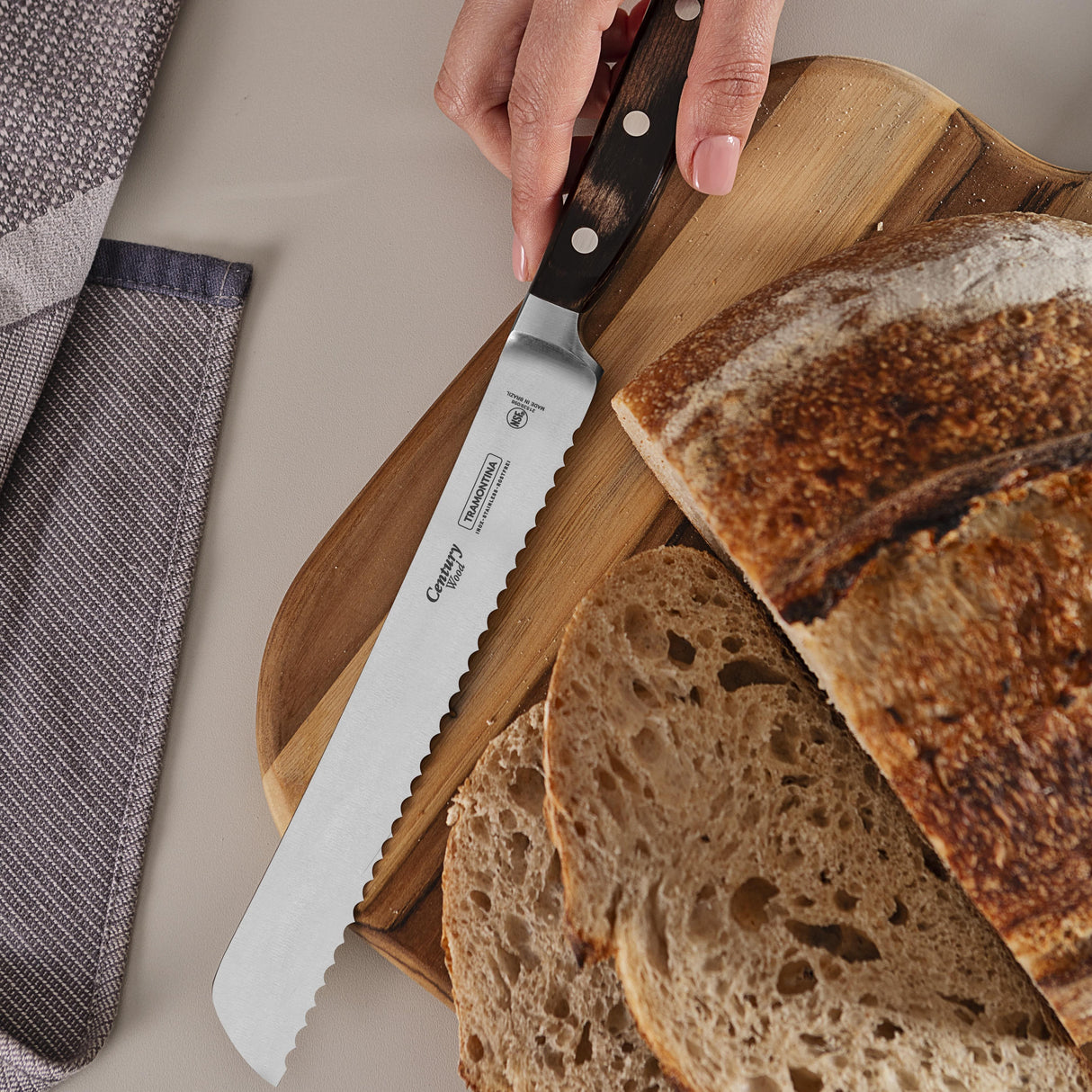 Tramontina Century Wood 8" Bread Knife, Stainless Steel