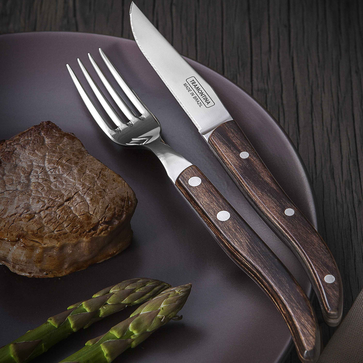 Tramontina Polywood 4" Steak Knife, Stainless Steel