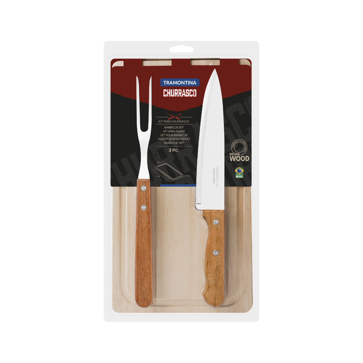 Tramontina Churrasco Barbecue Set, 3 Pcs, Stainless Steel