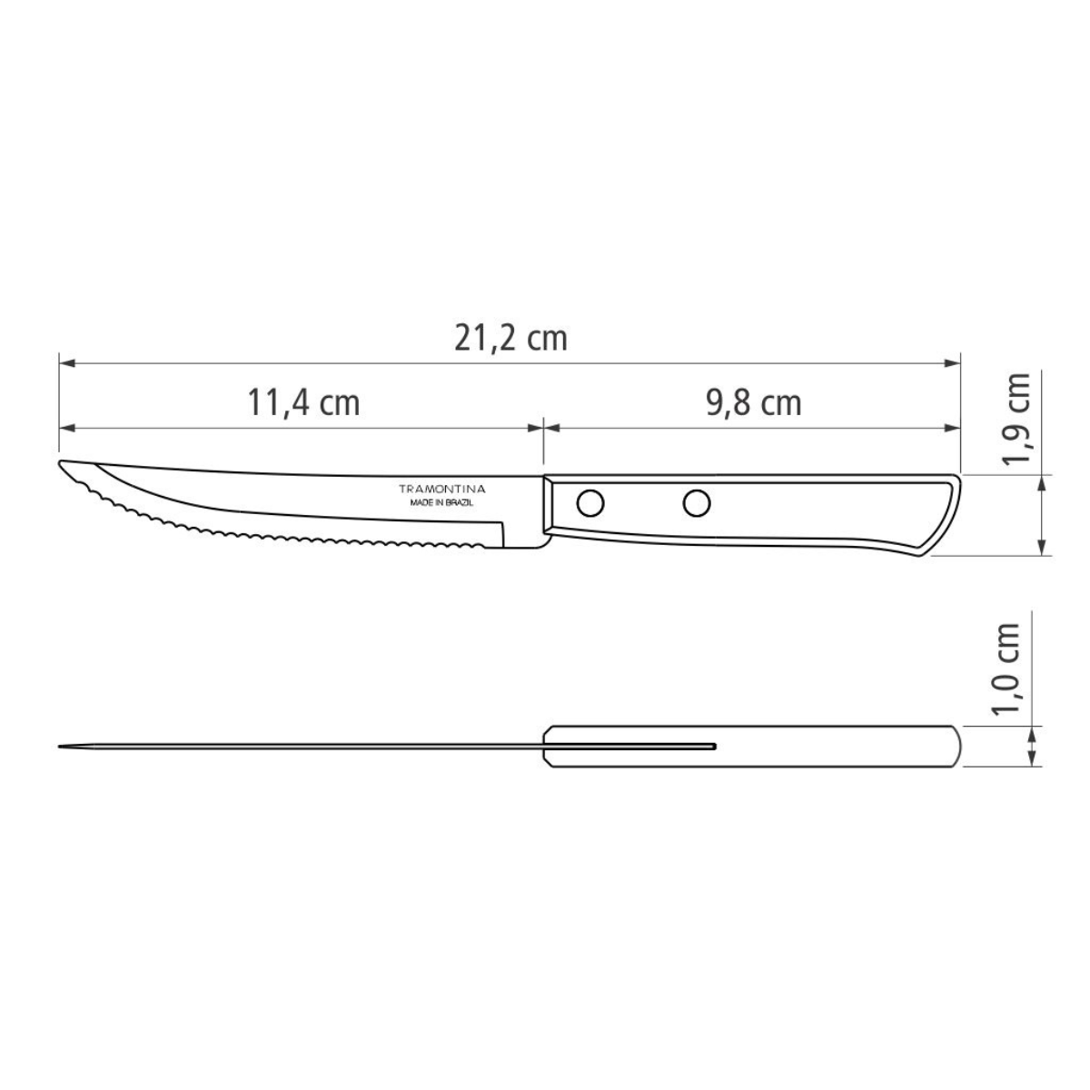 Tramontina Polywood 4" Barbecue Knife, Stainless Steel