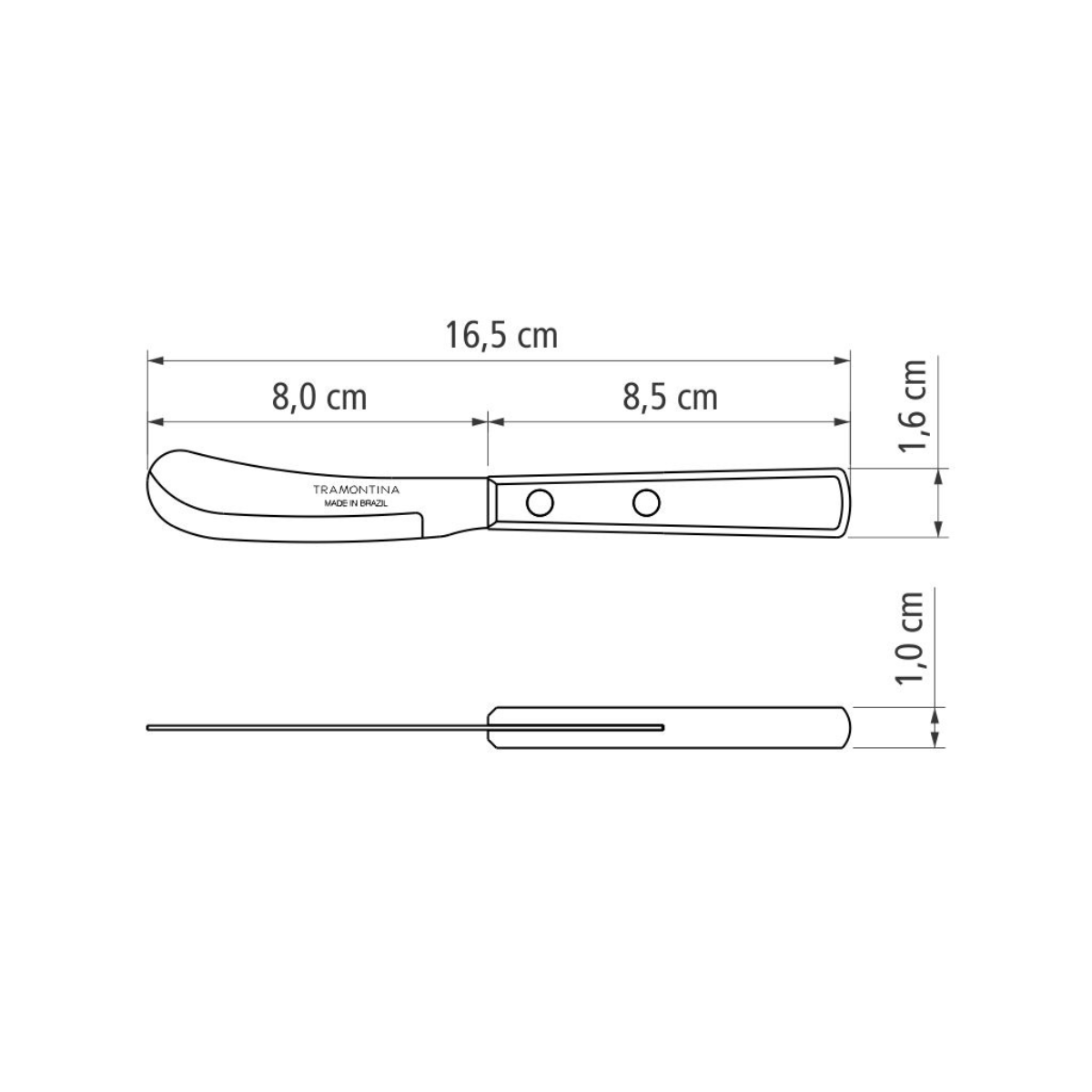 Tramontina Polywood 3" Butter Spreader/Knife, Stainless Steel