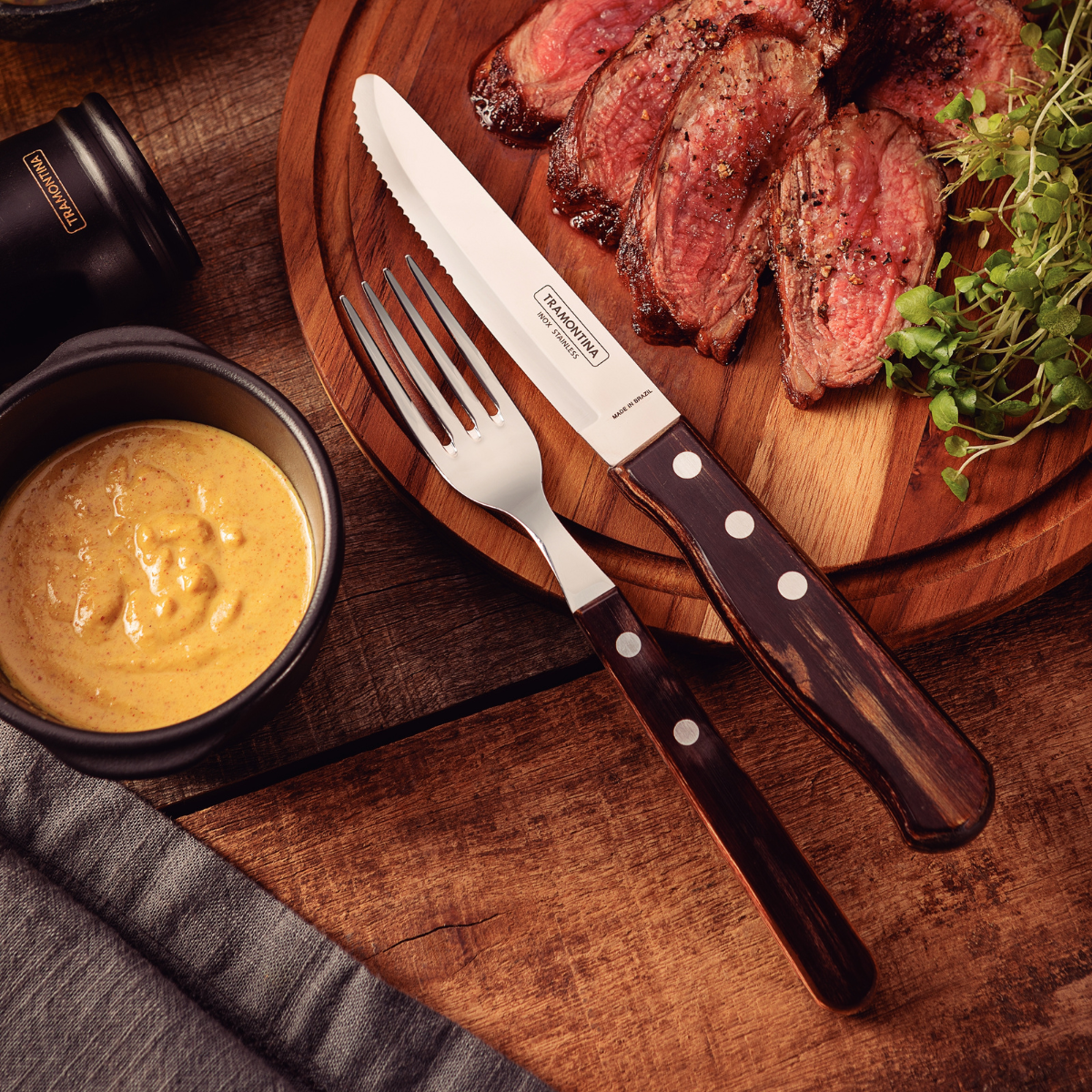 Tramontina Polywood 5" Jumbo Steak Knife, Stainless Steel