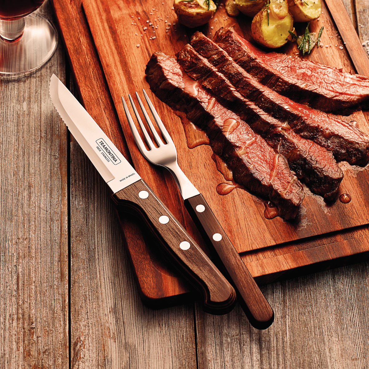 Tramontina Polywood 5" Jumbo Steak Knife, Stainless Steel