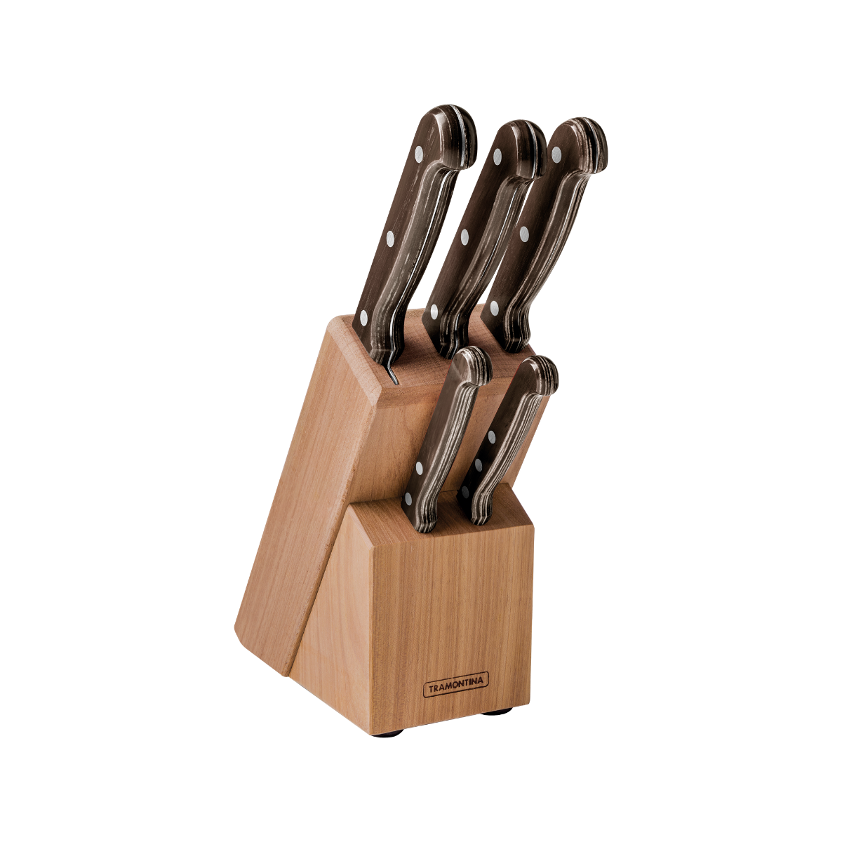 Tramontina Polywood Knife Block Set, 6 Pcs, Stainless Steel