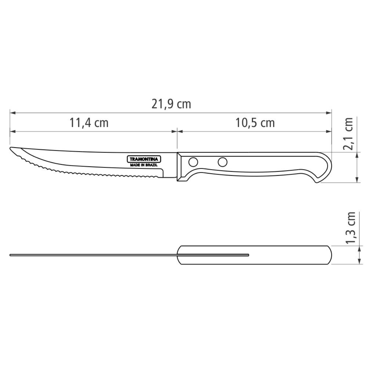 Tramontina Polywood 5" Steak Knife, Stainless Steel/ Polywood/ Steak/ Fruit