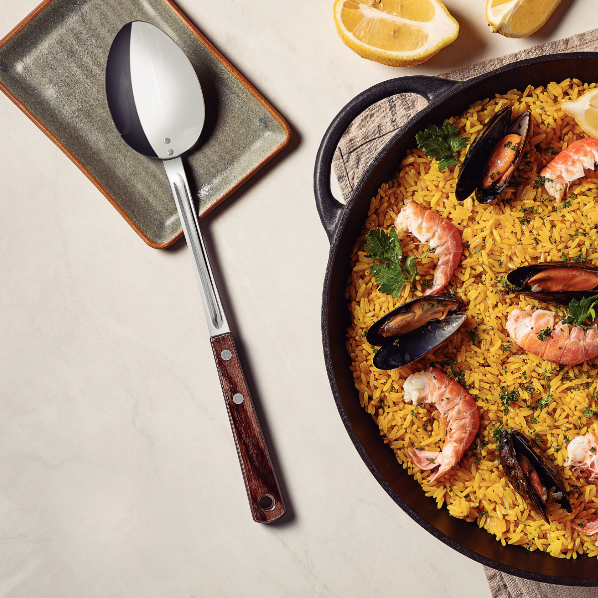 Tramontina Polywood Serving Spoon, Stainless Steel