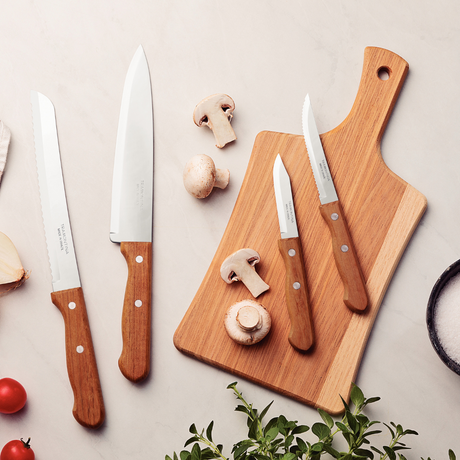 Tramontina Dynamic Knife Set with Cutting Board, 5 Pcs, Stainless Steel