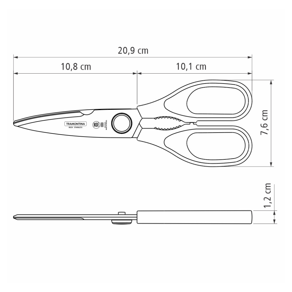Tramontina Supercort 8" Multi Purpose Scissors, Stainless Steel