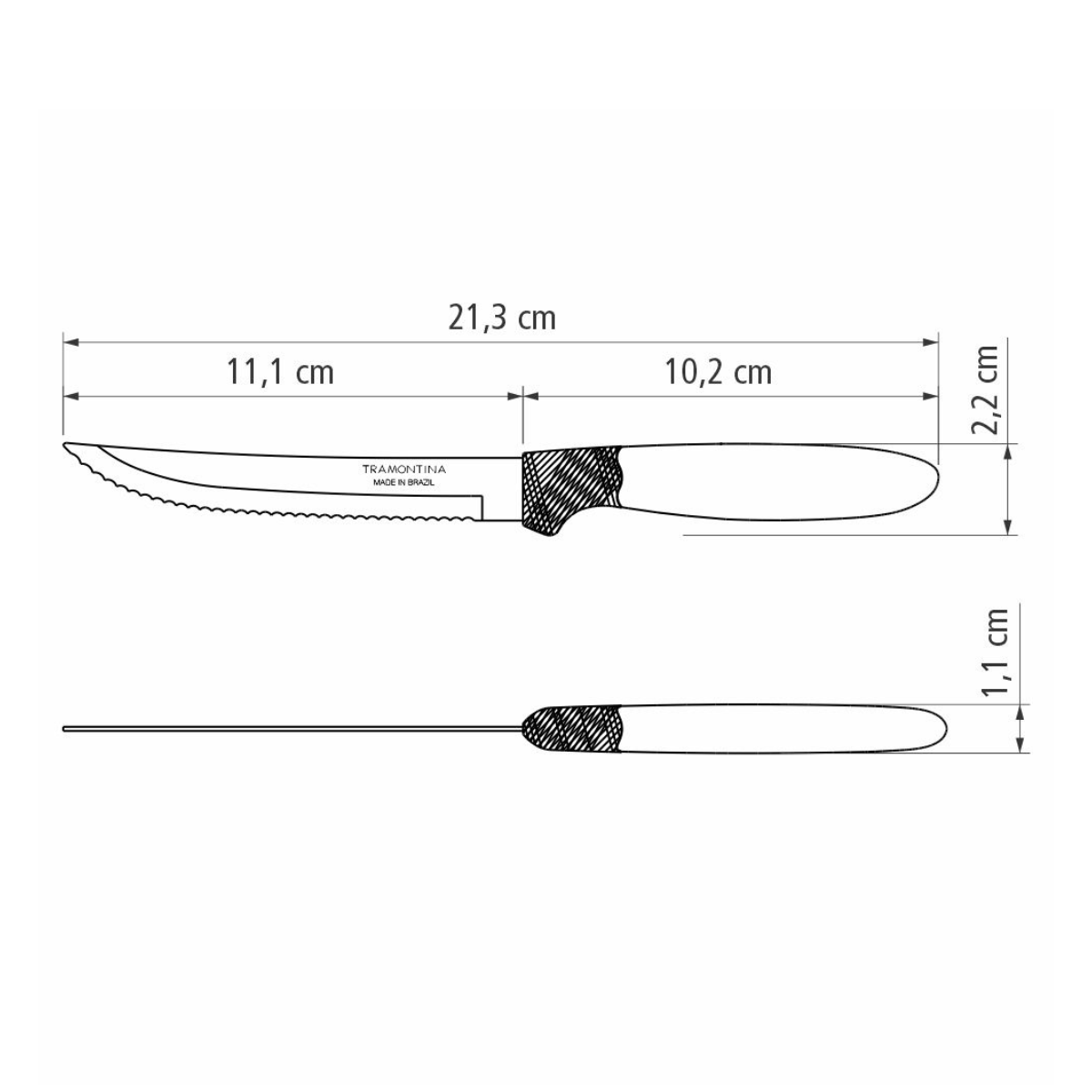 Tramontina Ipanema Steak Knife, 3 Pcs, Stainless Steel