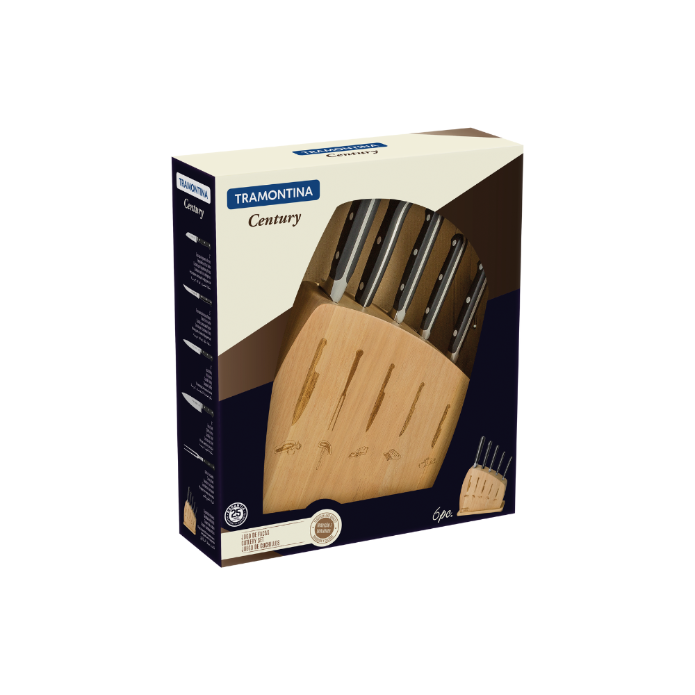 Tramontina Century Knife Block Set, 6 Pcs, Stainless Steel