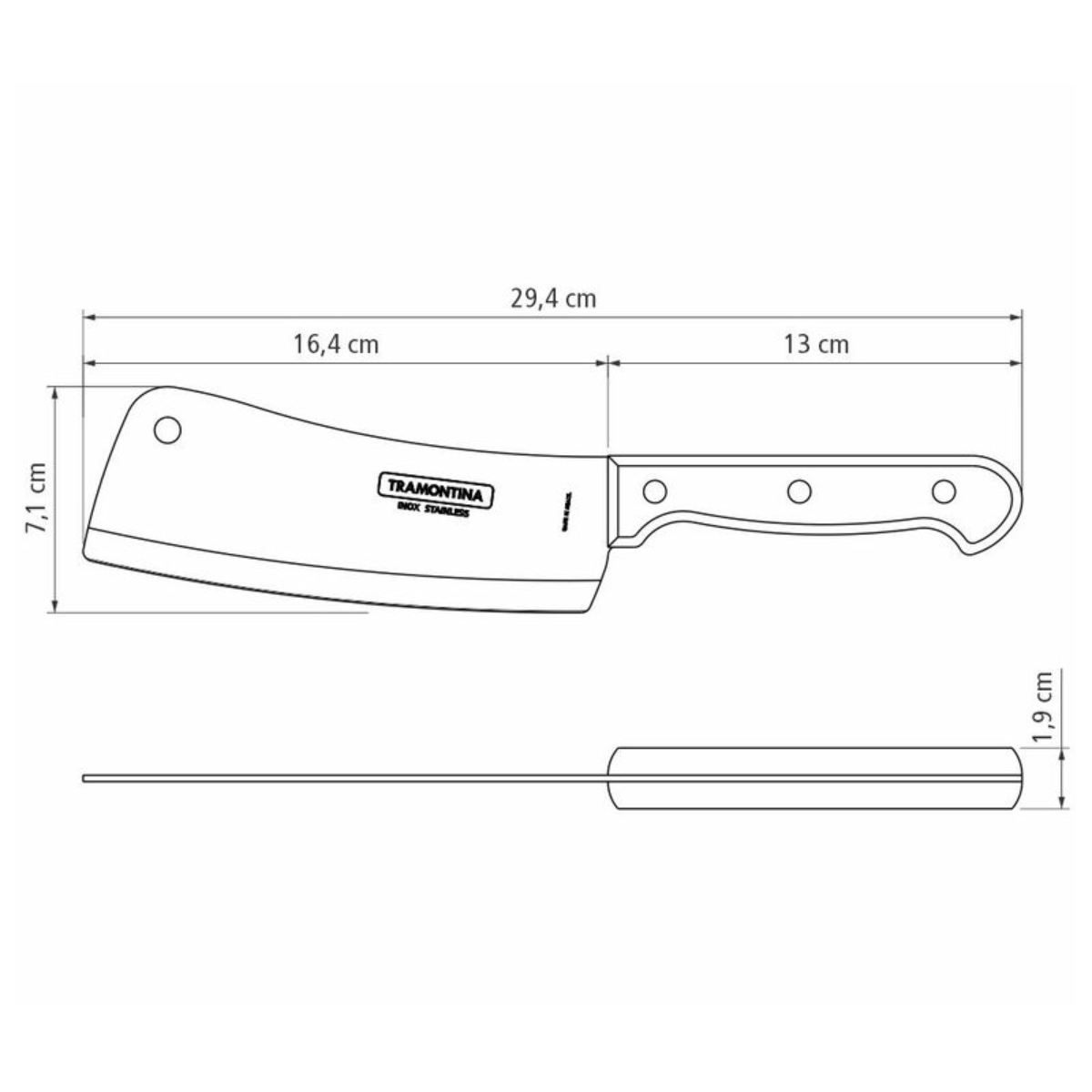 Tramontina Polywood 6" Cleaver, Stainless Steel