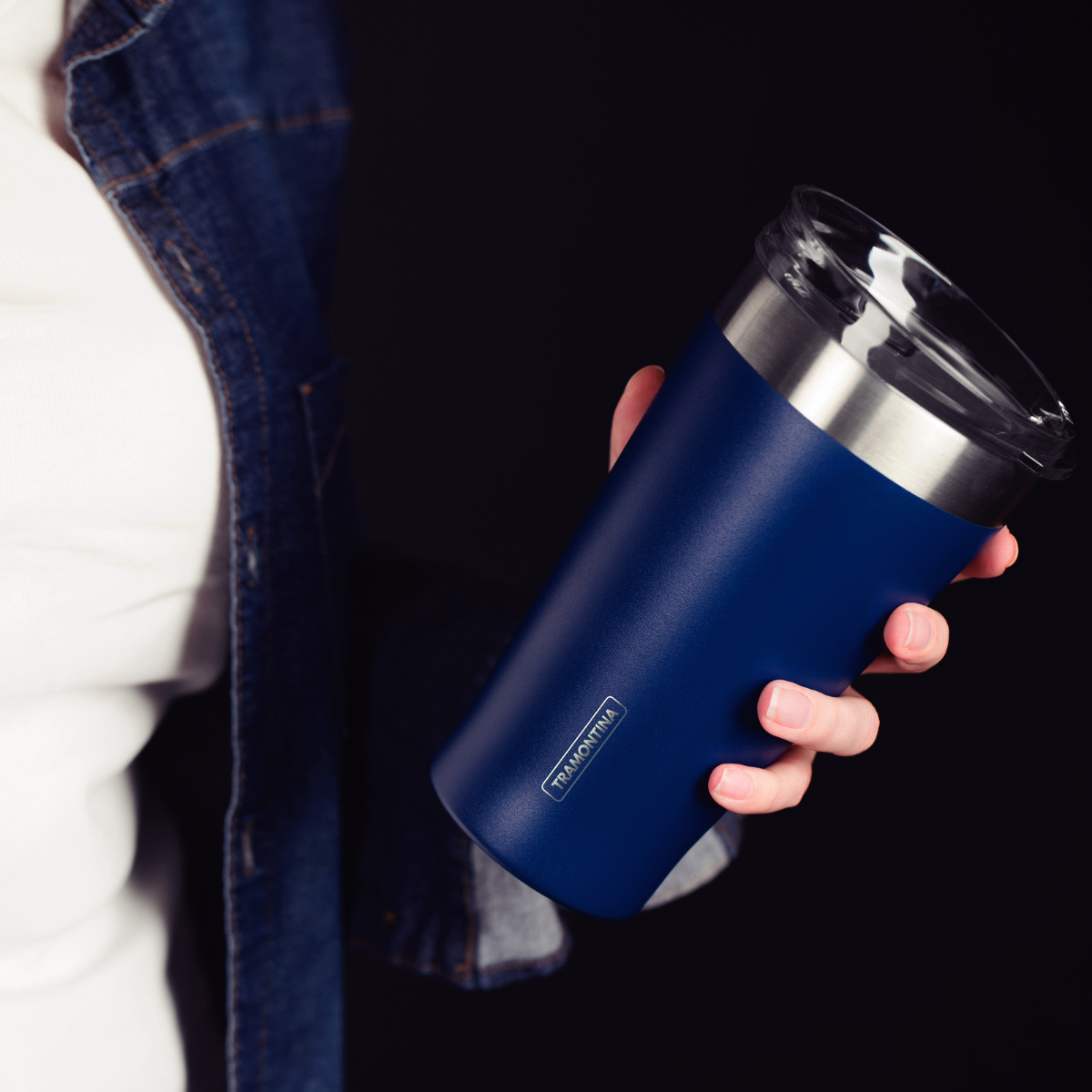 Tramontina Exata 550ml Tumbler With Lid, Stainless Steel