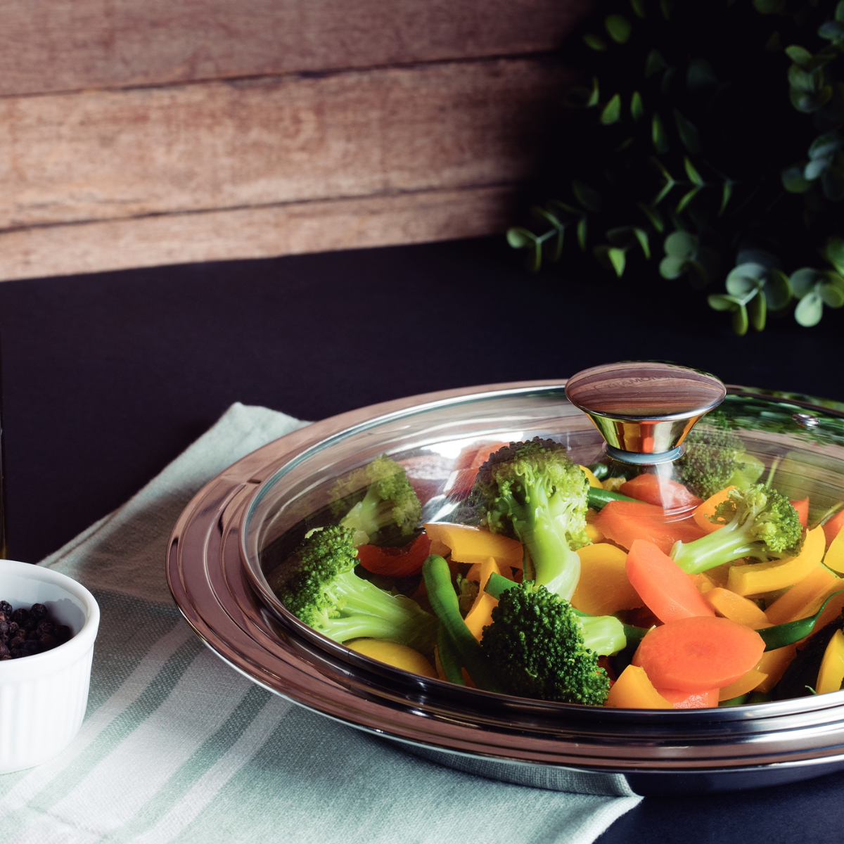 Tramontina Cosmos 30cm Deep Serving Dish with Lid, Stainless Steel