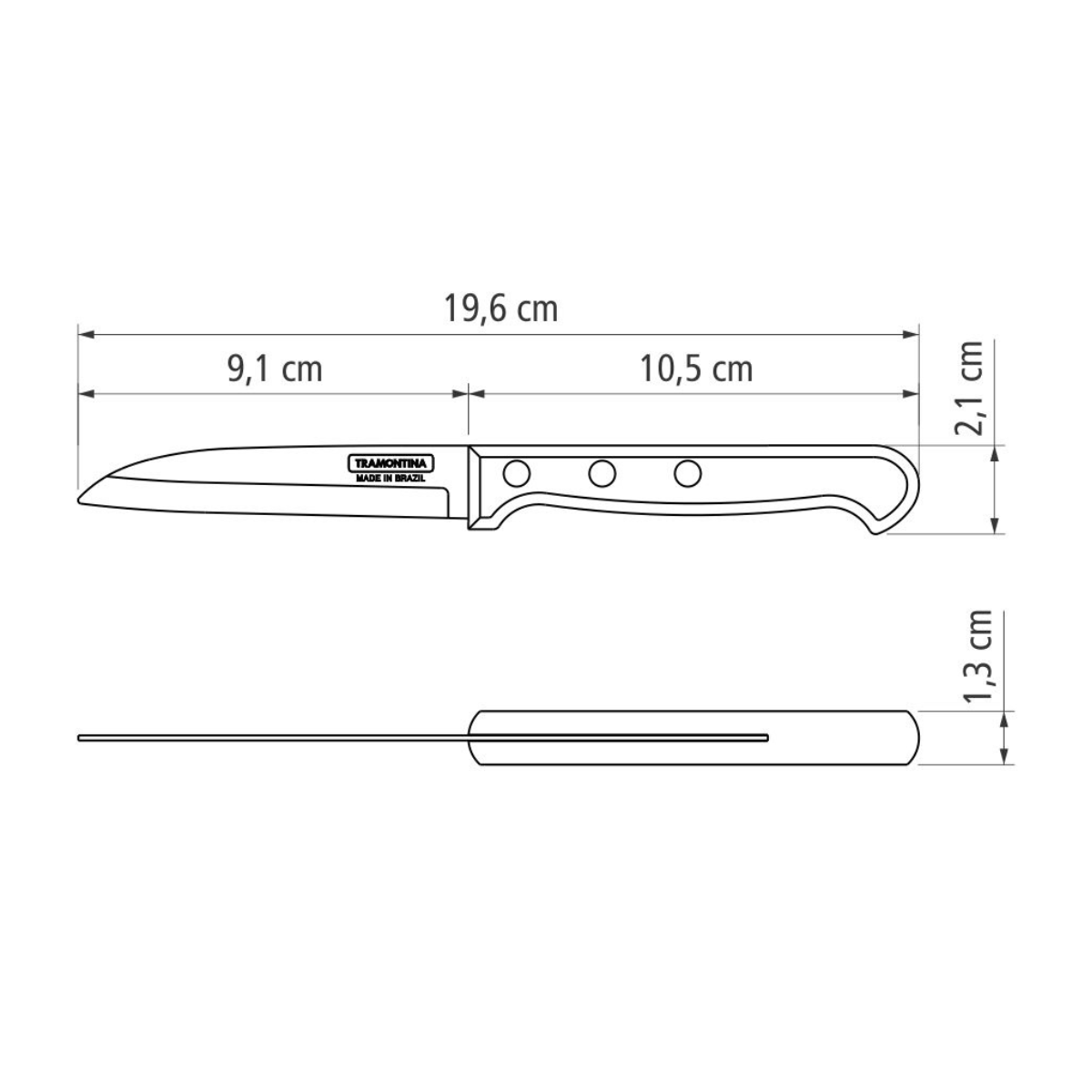 Tramontina Polywood 3" Vegetable and Fruit Knife, Stainless Steel