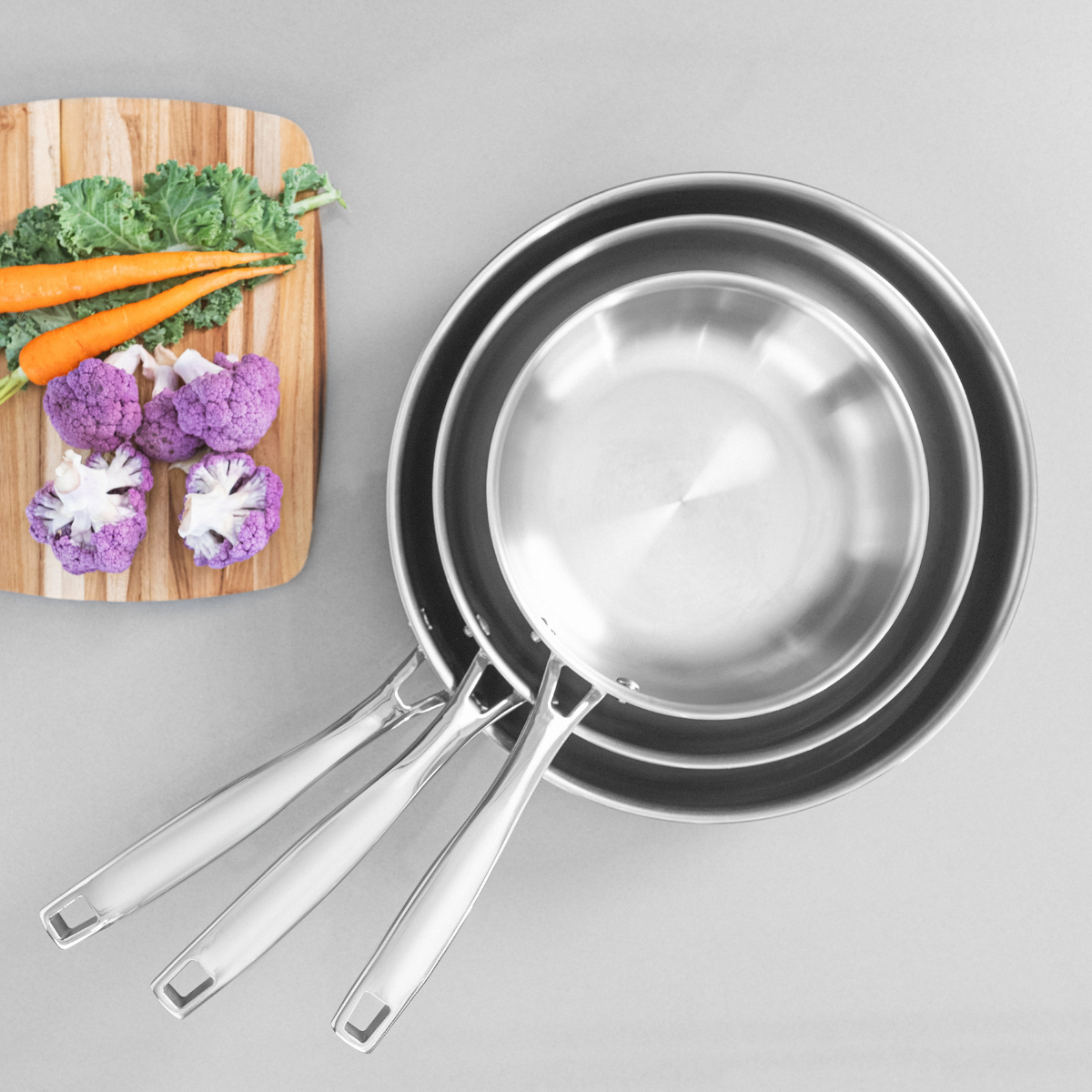 Tramontina Grano 3 Piece Cookware Set, Induction, Stainless Steel, Fully Clad