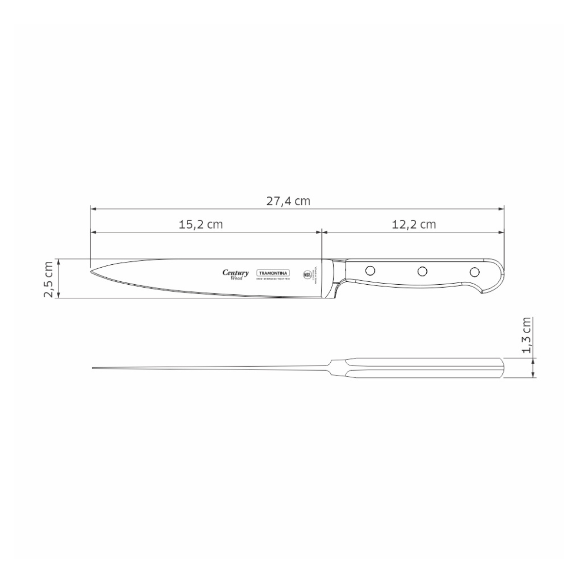 Tramontina Century Wood 6" Utility Knife, Stainless Steel