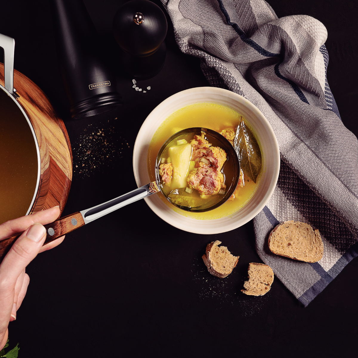 Tramontina Polywood Ladle, Stainless Steel