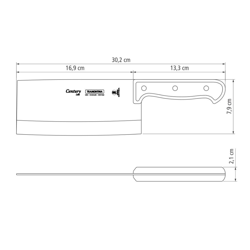 Tramontina Century 7" Cleaver, Stainless Steel