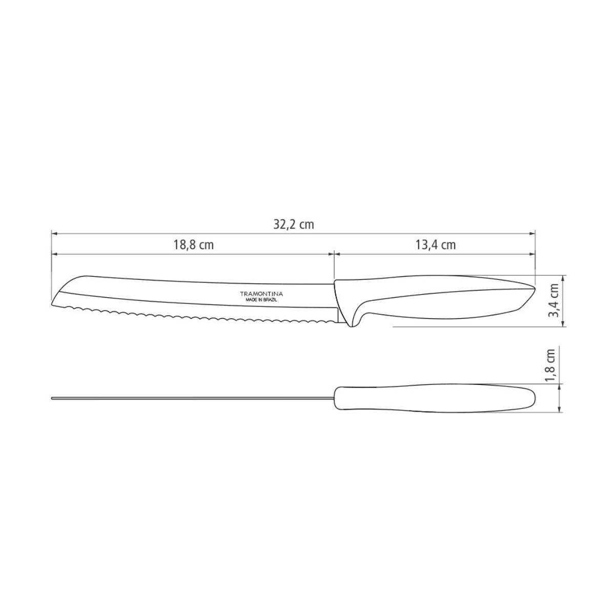 Tramontina Plenus 8" Bread Knife, Stainless Steel