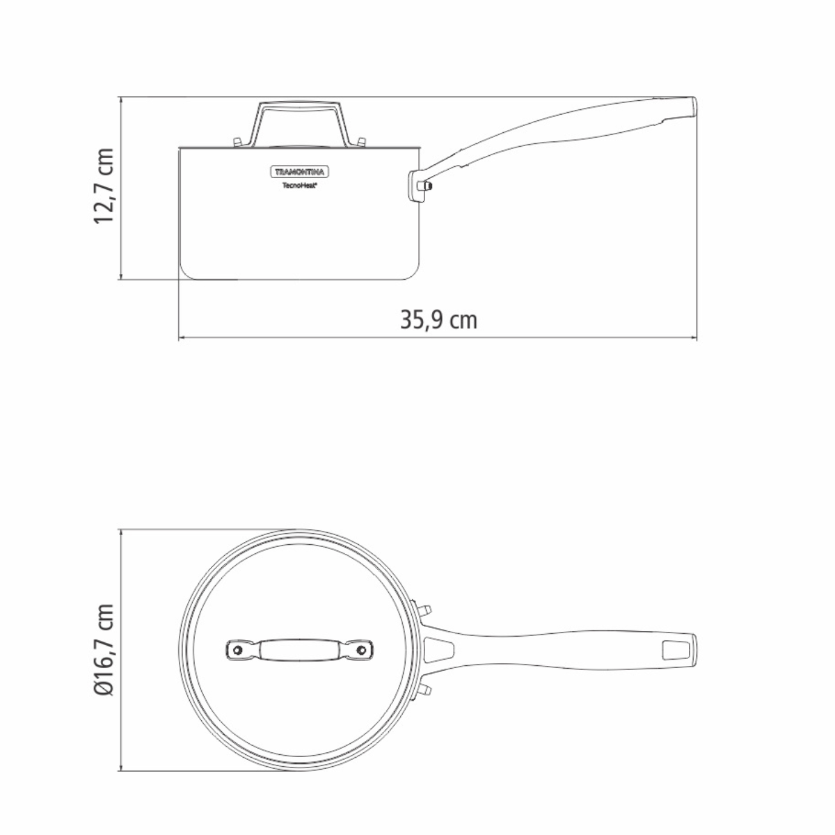 Tramontina Grano 16cm Sauce Pan, 18/10 Stainless Steel, Induction