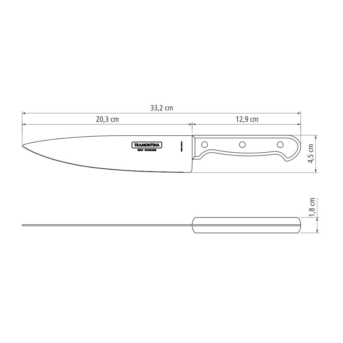 Tramontina Polywood 8" Chef Knife, Stainless Steel