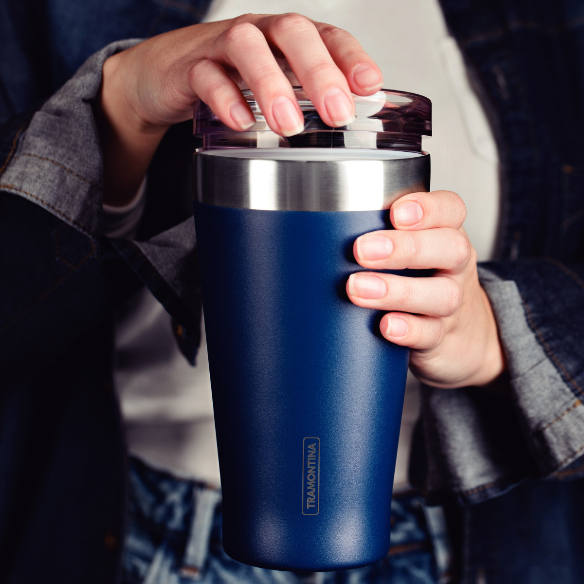 Tramontina Exata 550ml Tumbler With Lid, Stainless Steel