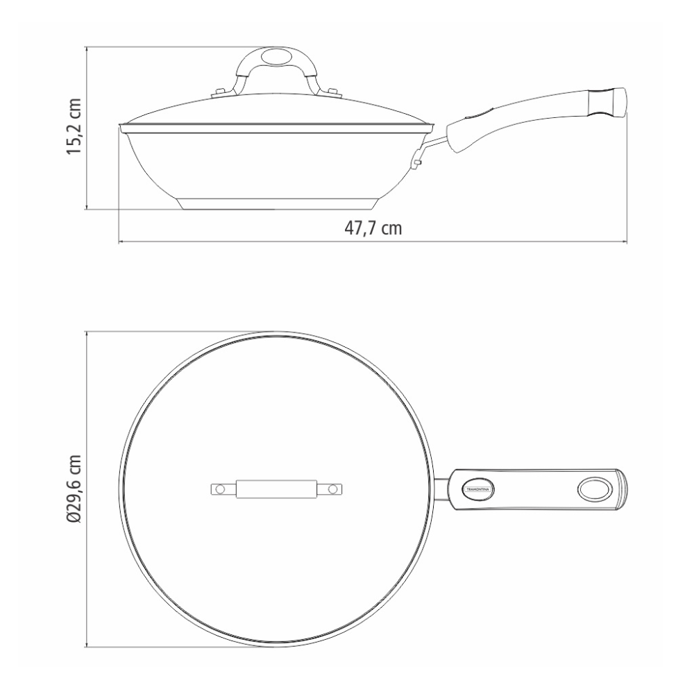 Tramontina Solar Silicone 28cm Wok with Lid, 18/10 Stainless Steel, Induction