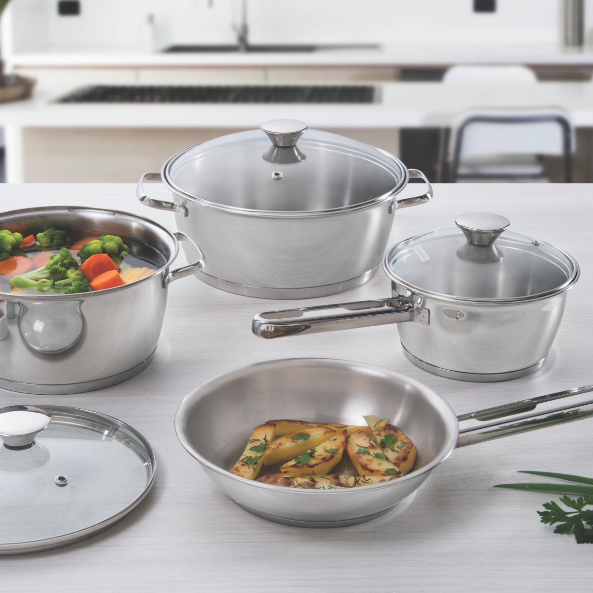 Tramontina Allegra 24cm Casserole with Lid, 18/10 Stainless Steel, Induction