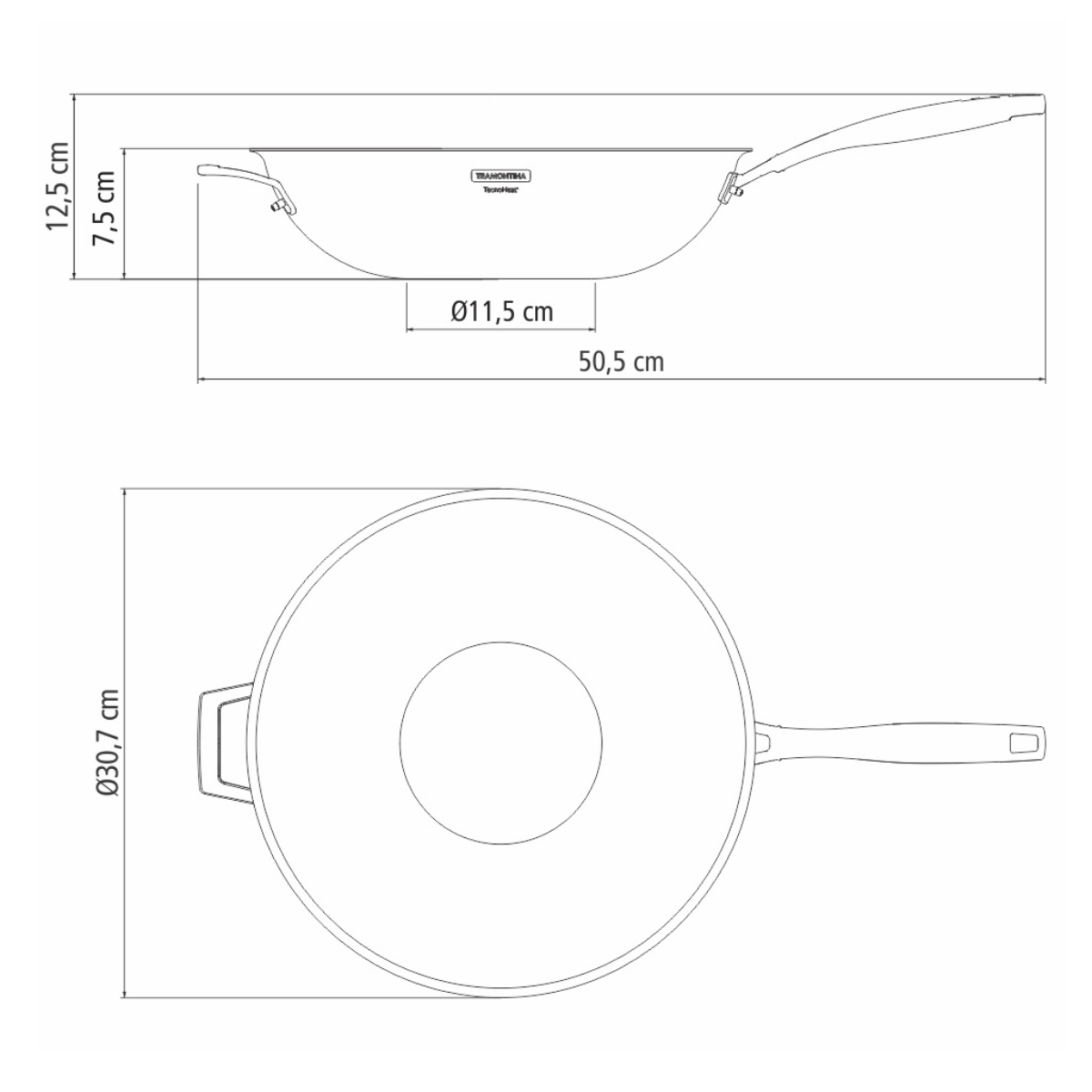 Tramontina Grano 28cm Wok, 18/10 Stainless Steel, Induction