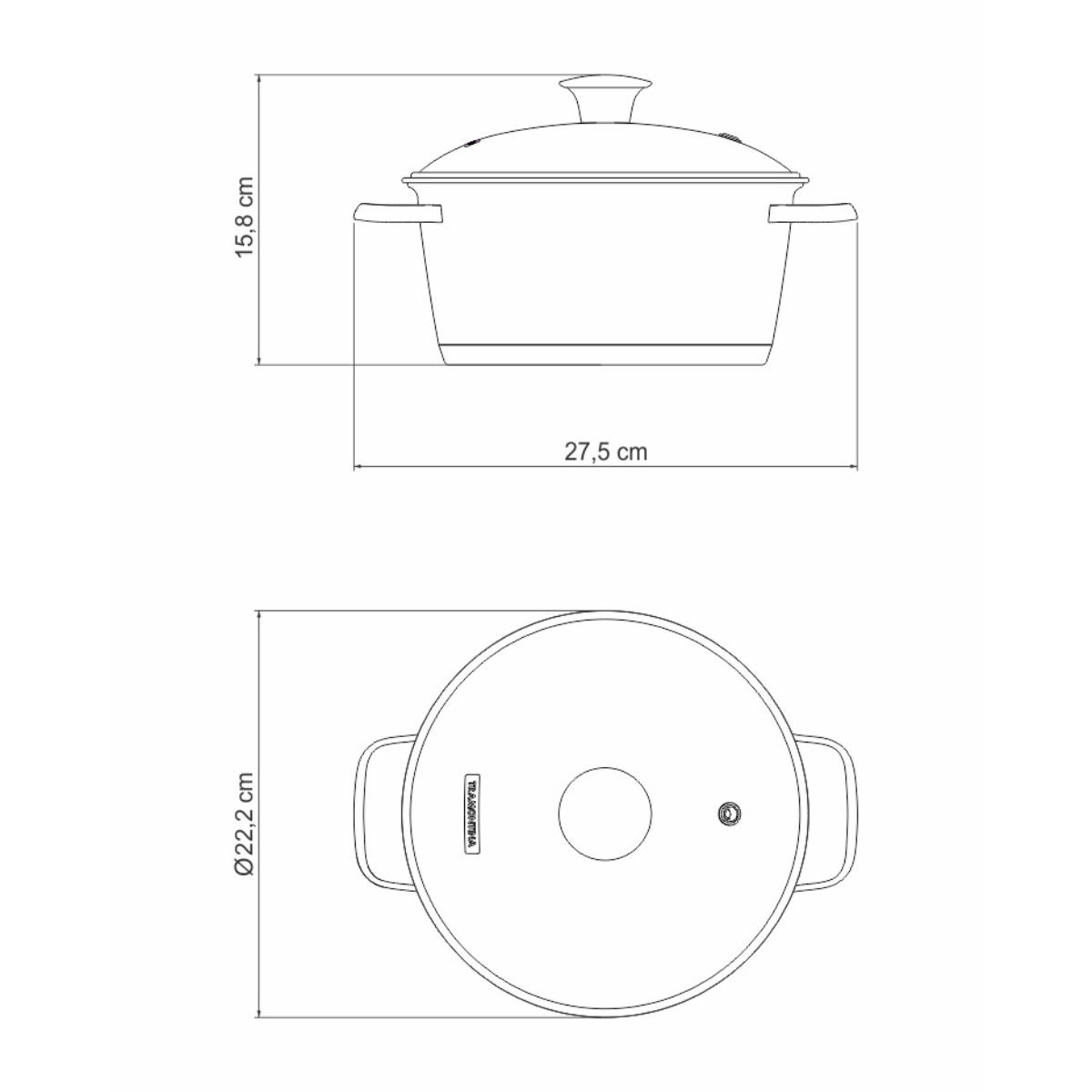 Tramontina Allegra 20cm Casserole with Lid, 18/10 Stainless Steel, Induction