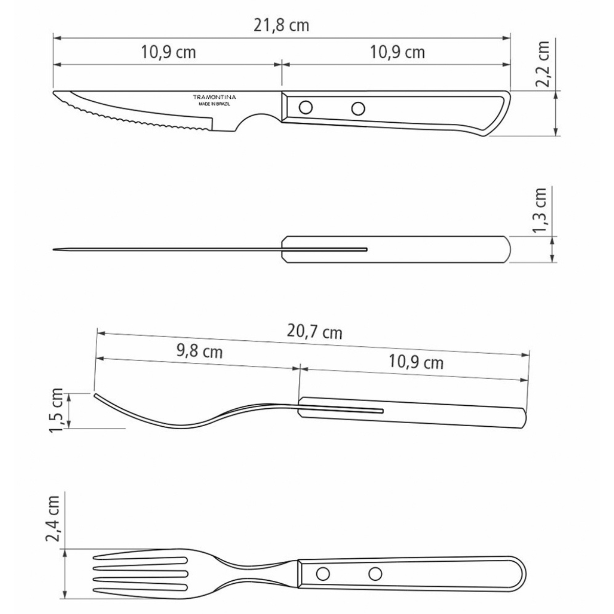 Tramontina Polywood Tableware Set, 12 Pcs, Stainless Steel