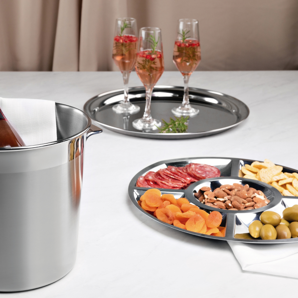 Tramontina Cosmos 30cm Round Tray, Stainless Steel