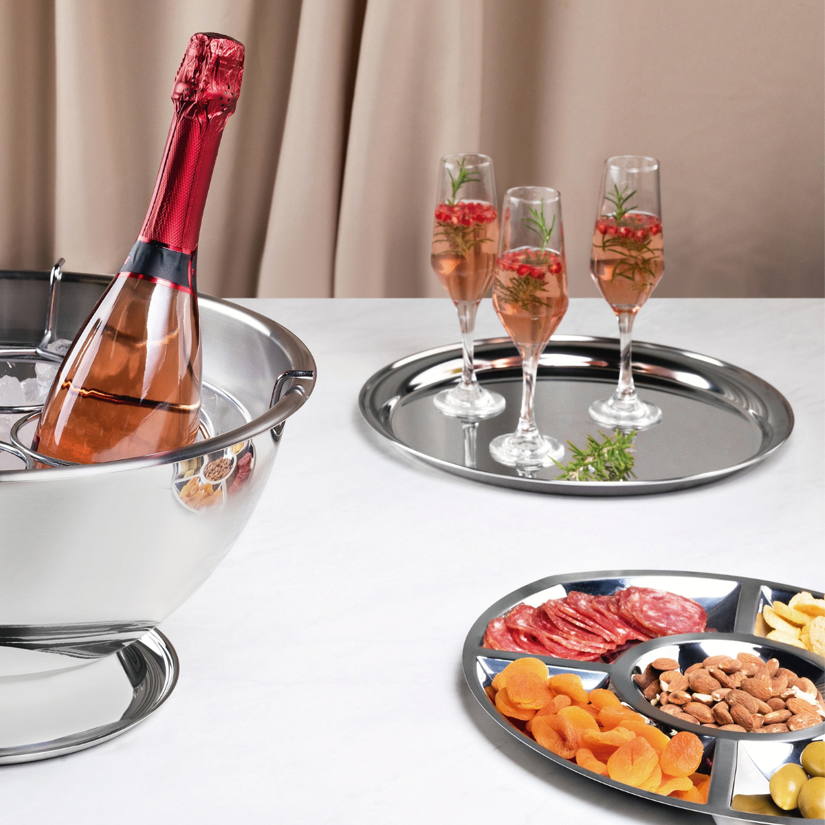 Tramontina Cosmos 30cm Round Tray, Stainless Steel