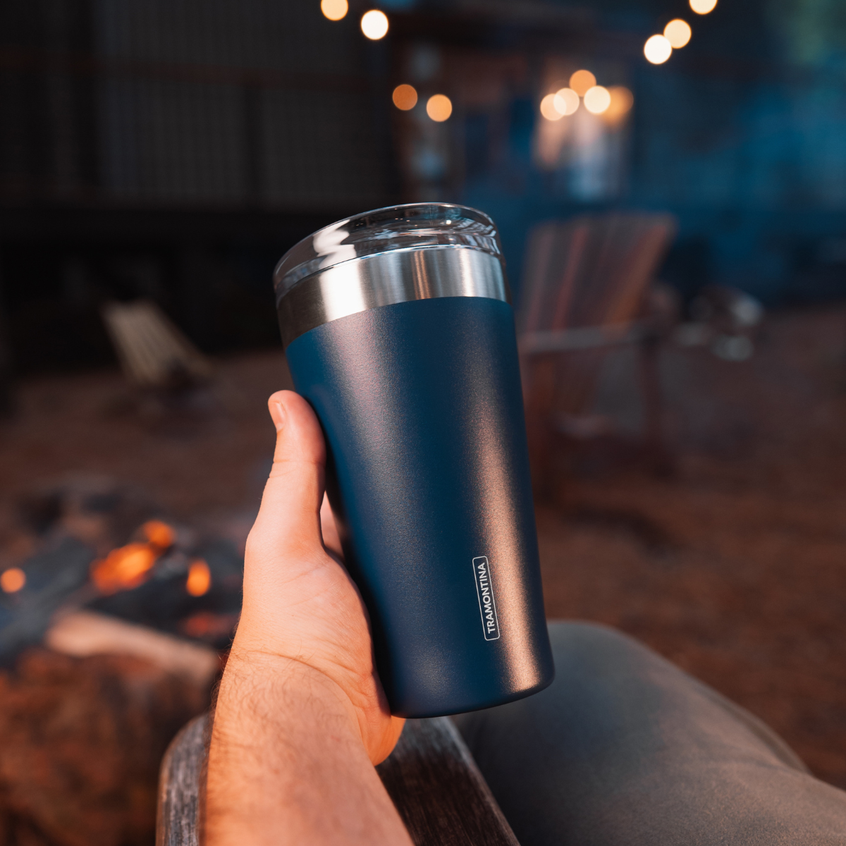 Tramontina Exata 550ml Tumbler With Lid, Stainless Steel