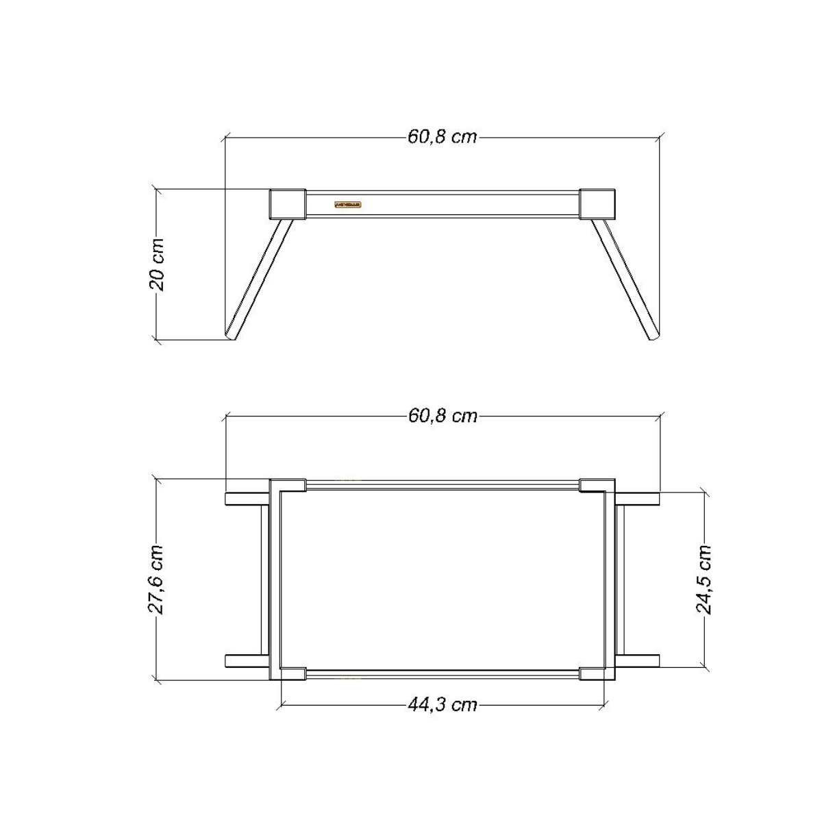 Tramontina Serving Tray in Solid Wood and Folding Feet, Bed tray
