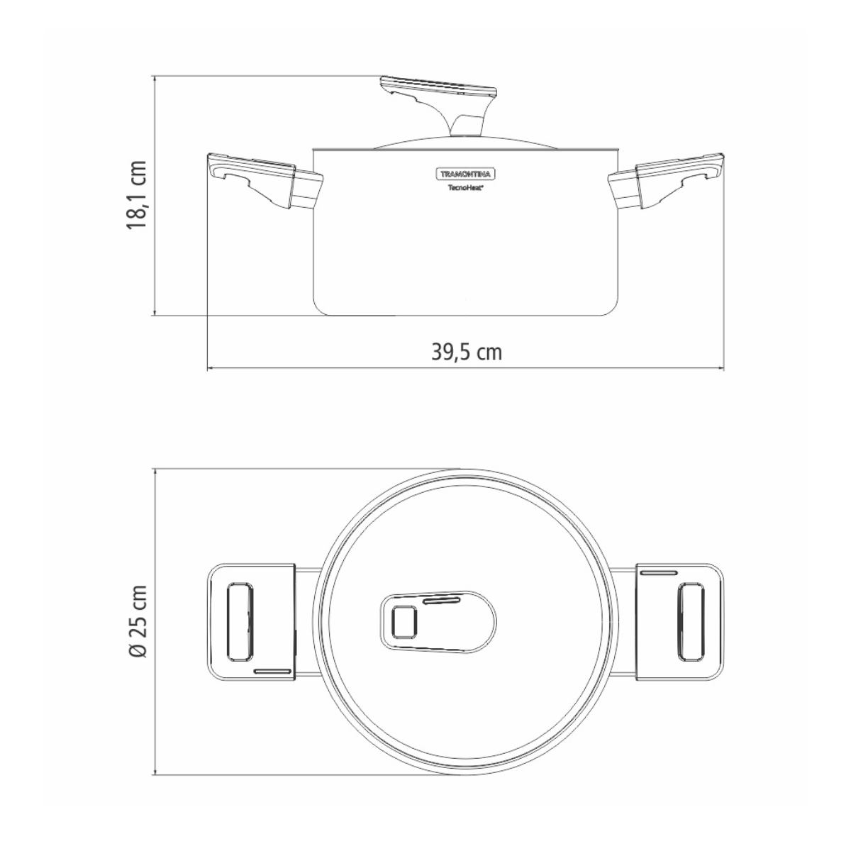 Tramontina Grano Bakelite Casserole, 18/10 Stainless Steel, Induction