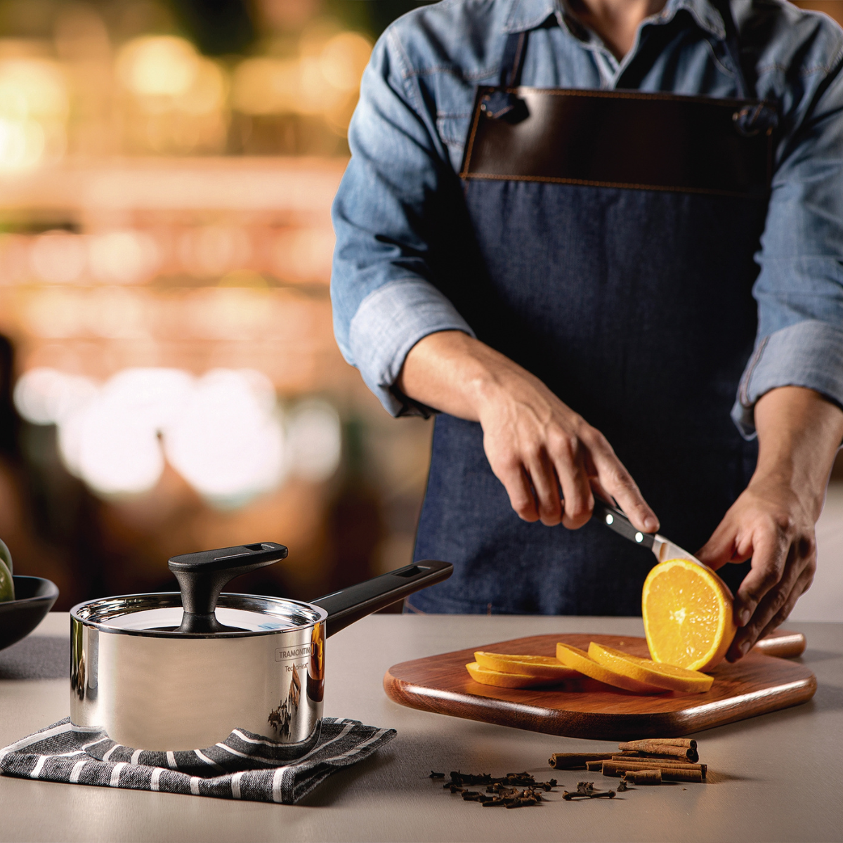 Tramontina Grano Bakelite 16cm Sauce Pan, 18/10 Stainless Steel, Induction