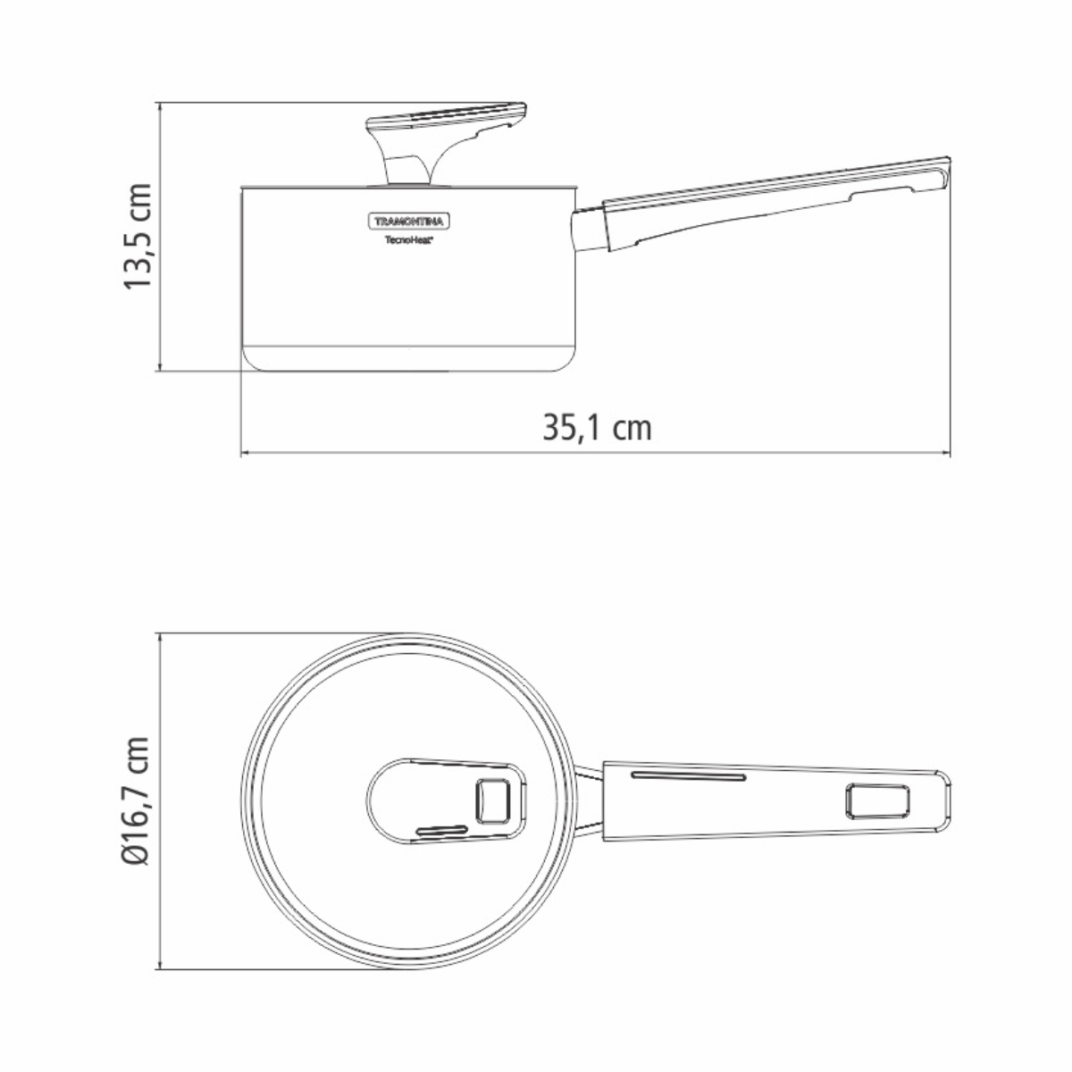 Tramontina Grano Bakelite 16cm Sauce Pan, 18/10 Stainless Steel, Induction